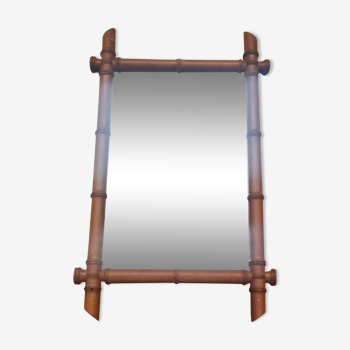 Miroir en bois tourné bambou