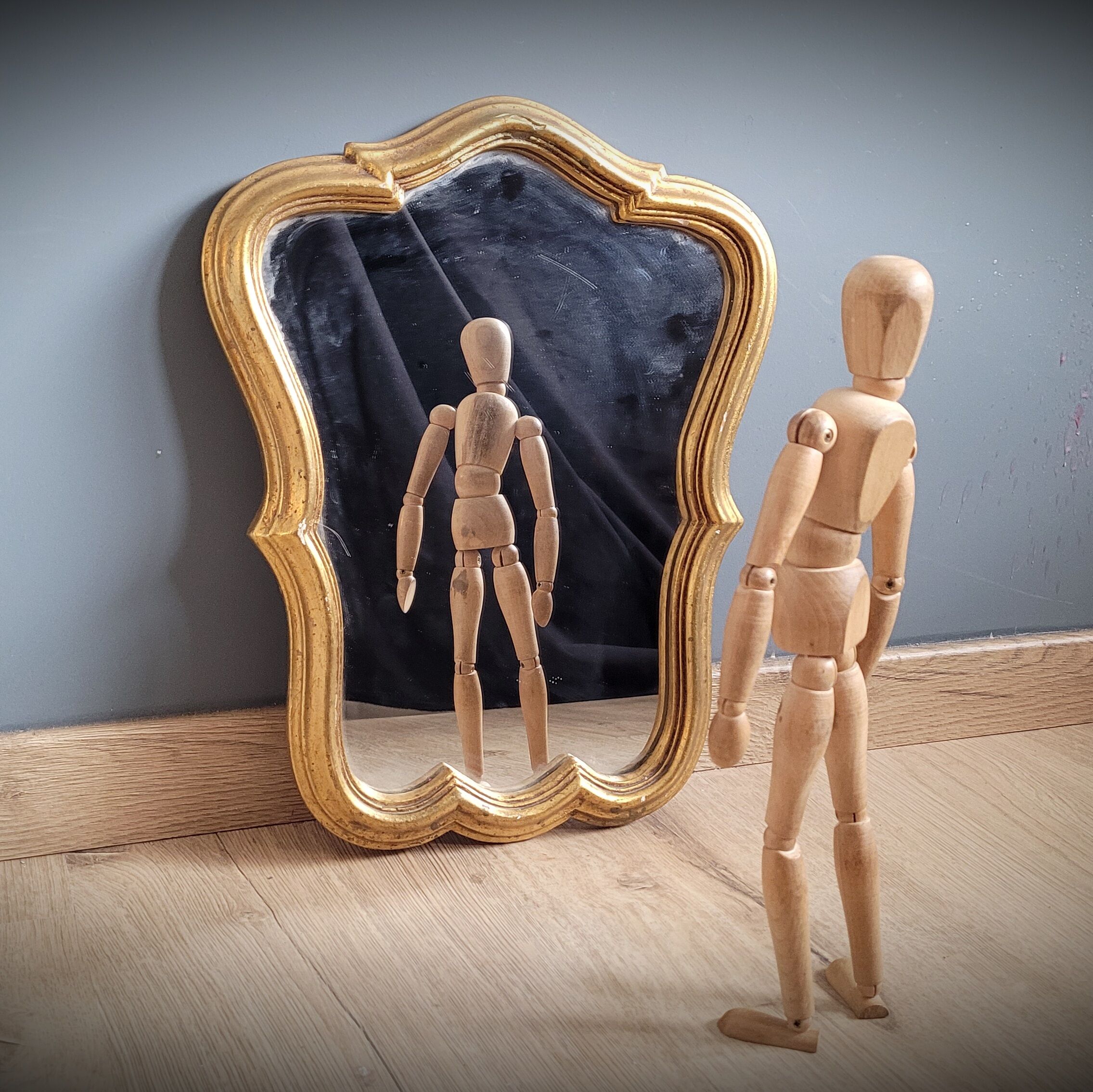 Miroir doré bois 37x29