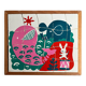 Wooden frame puzzle from the 1940s/50s depicting a pink whale.