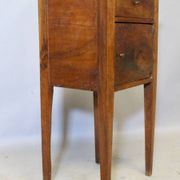 Directoire bedside table in walnut with marble top.