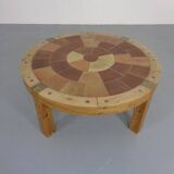 Large pine and ceramic coffee table by Lisbeth Sallingboe for Sallingboe, Denmark, 1970s.