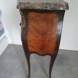 Antique inlaid bedside table with marble top