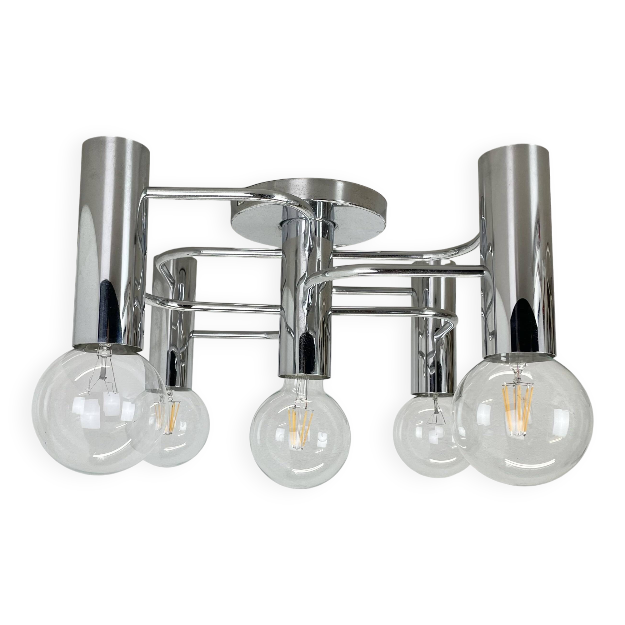 Beautiful 5-light sciolari ceiling light sconces by leola leuchten germany 1970s