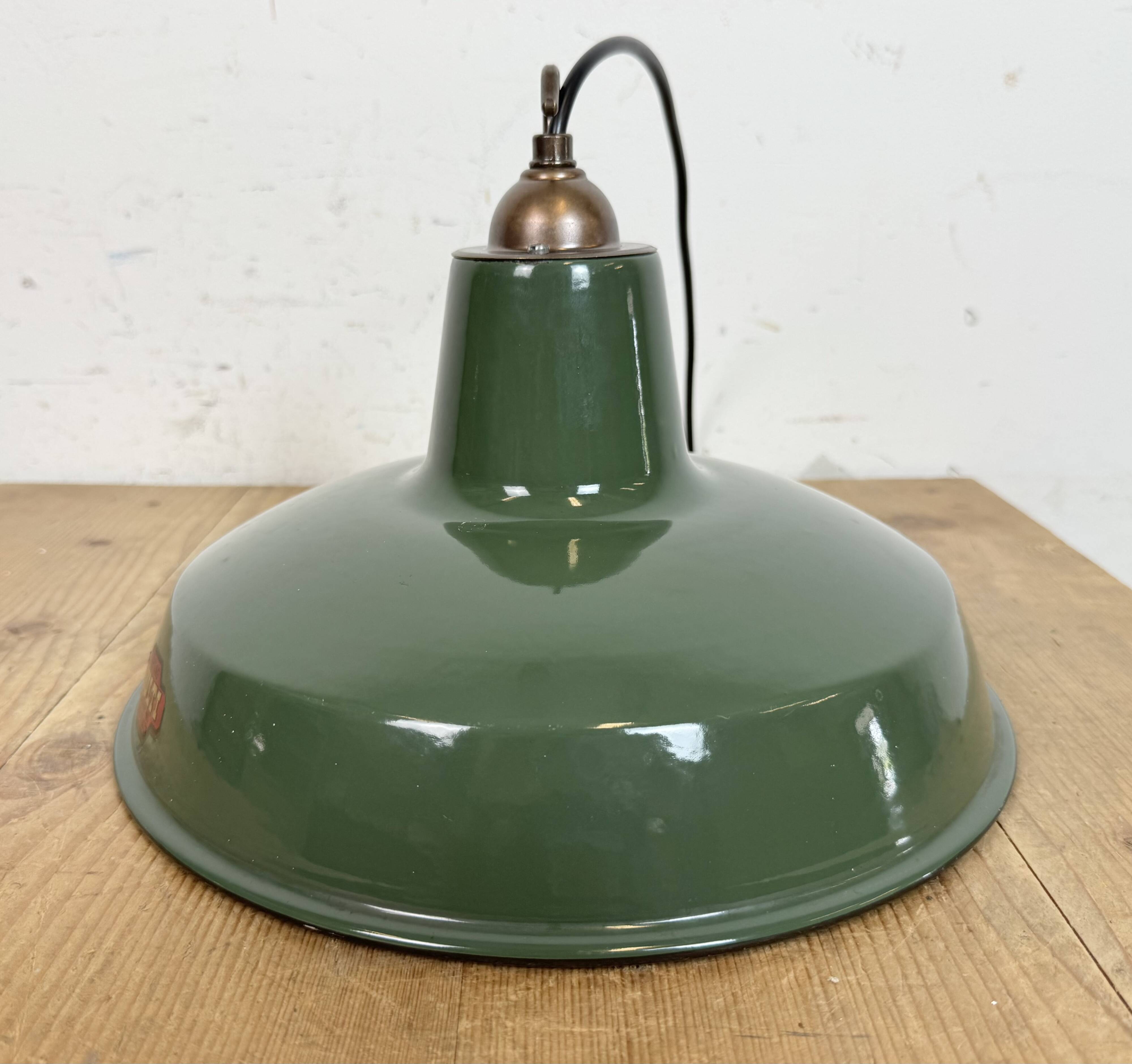 Industrial Green Enamel Factory Pendant Lamp from Multi Electrical Co,1960s