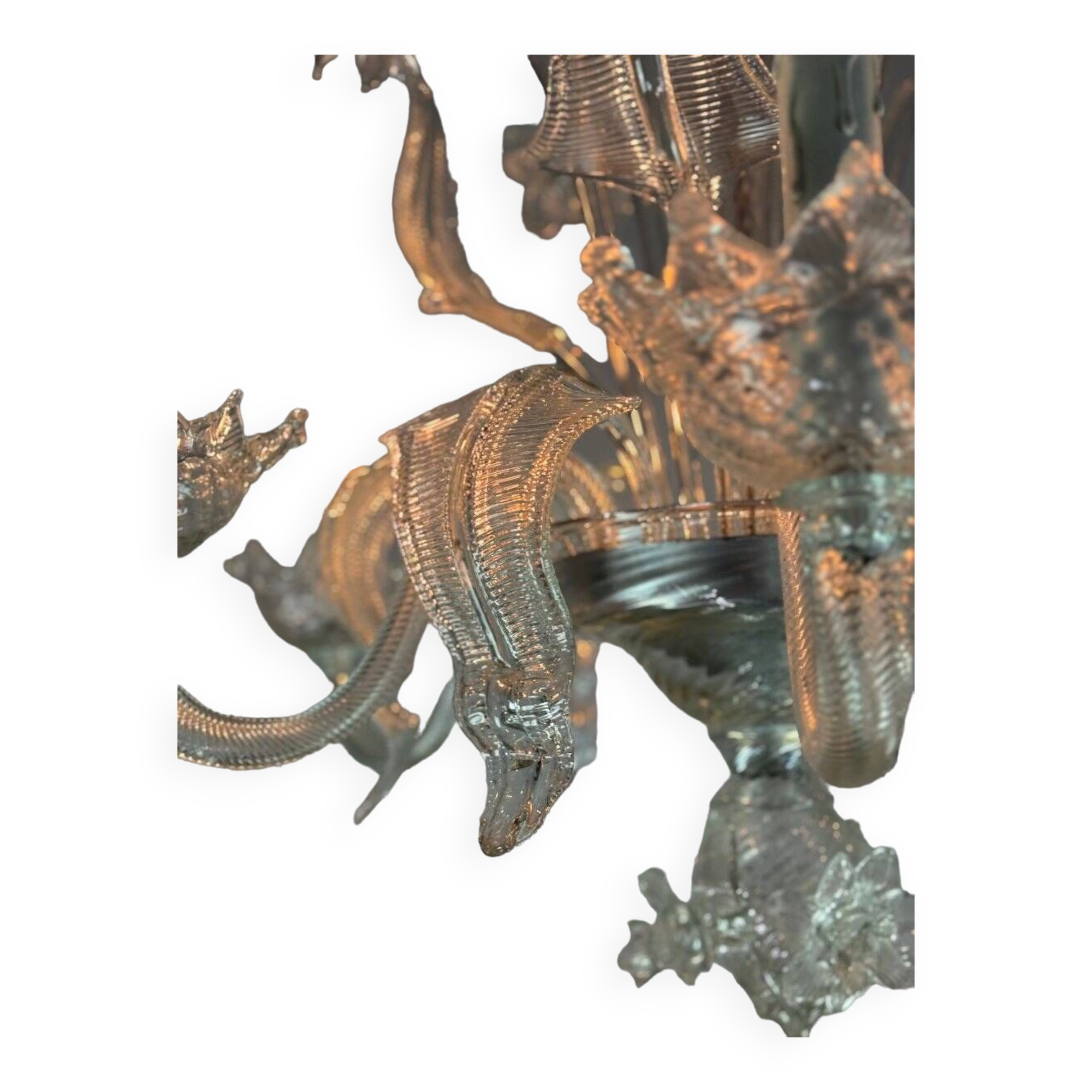 Venetian chandelier in colorless murano glass, 6 arms of light circa 1950