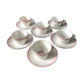 Series of 6 cups and saucers model "Ogives"