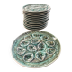 Set of 12 plates and an oyster dish or other in majolica.