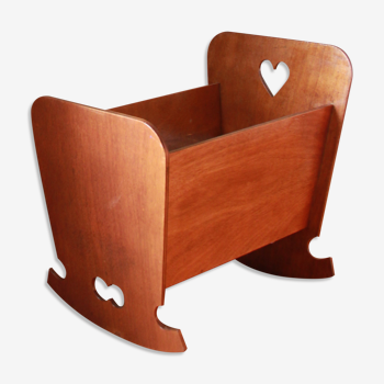 Wooden rocking doll cradle