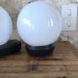 Pair of RZB Leuchten opaline globe wall lights