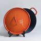Large vintage saucepan or casserole dish in orange enameled cast iron