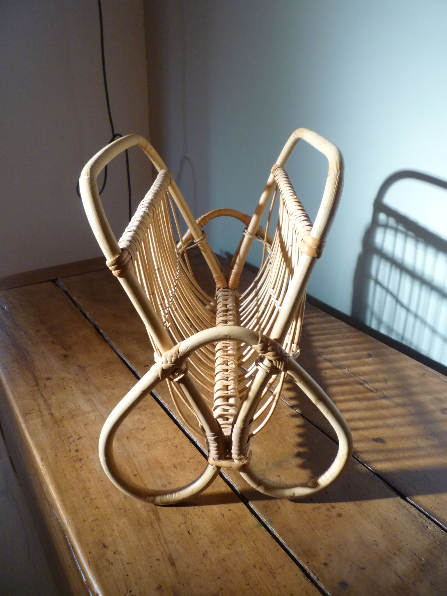 Rattan magazine holder