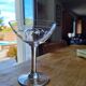 Chiseled crystal champagne glasses