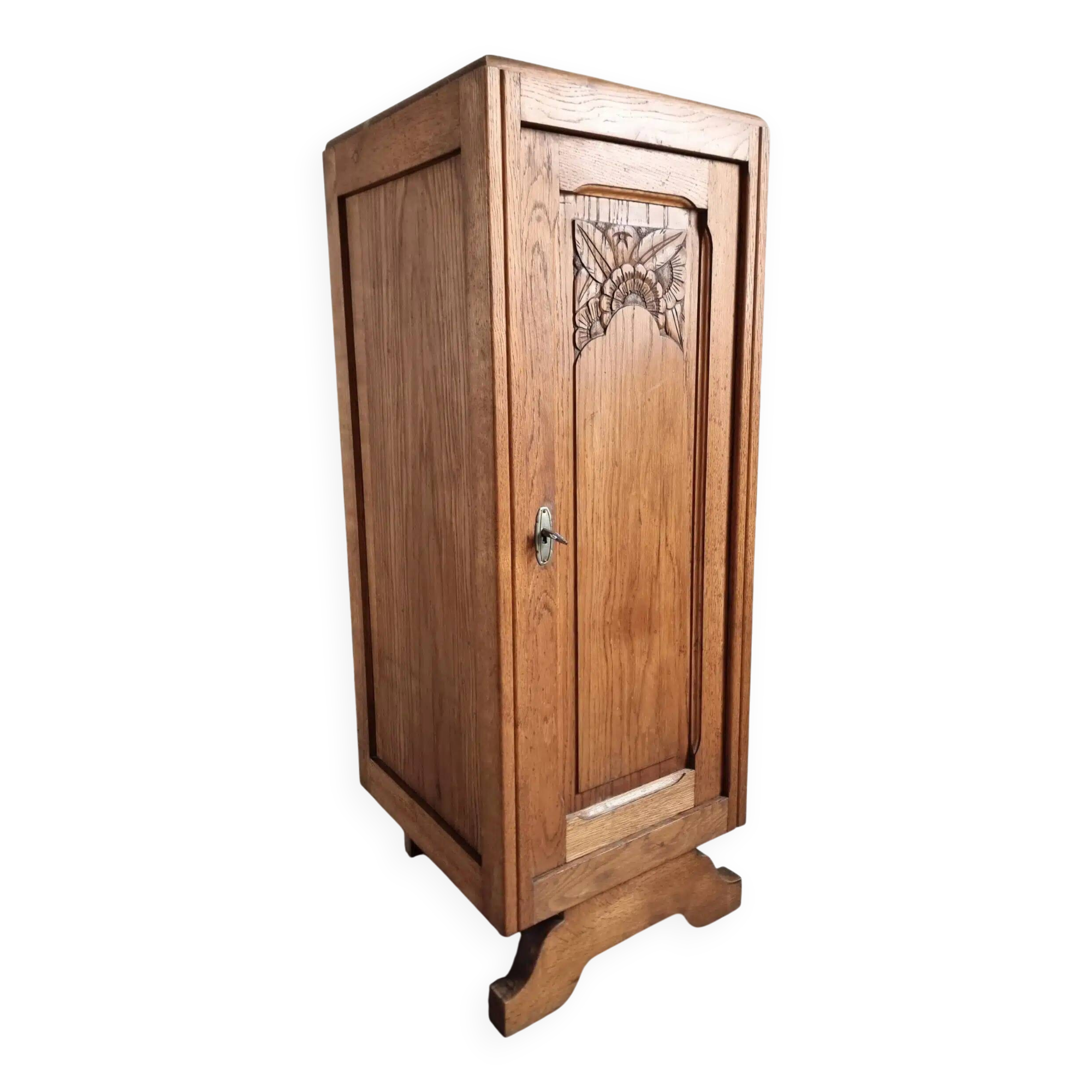 Armoire française Art déco des années 1920 – Petit placard de rangement verrouillable avec étagères (100 cm)