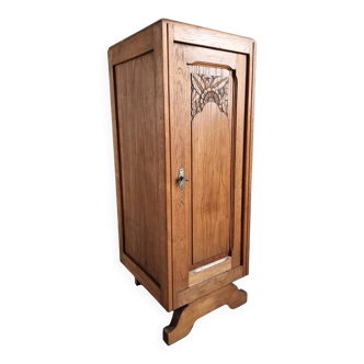Armoire française Art déco des années 1920 – Petit placard de rangement verrouillable avec étagères (100 cm)