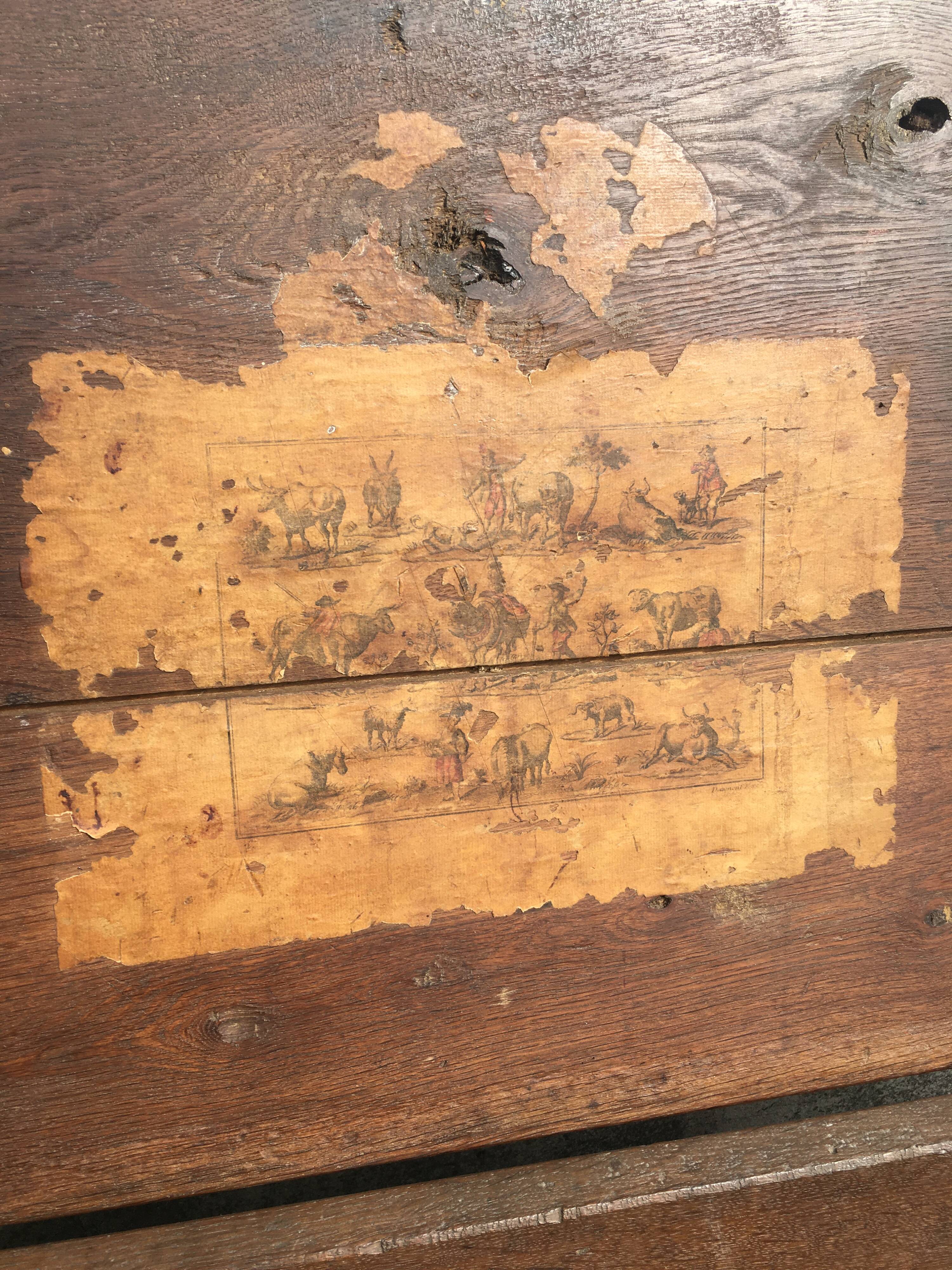 Old solid oak chest early XVIII Brutalist