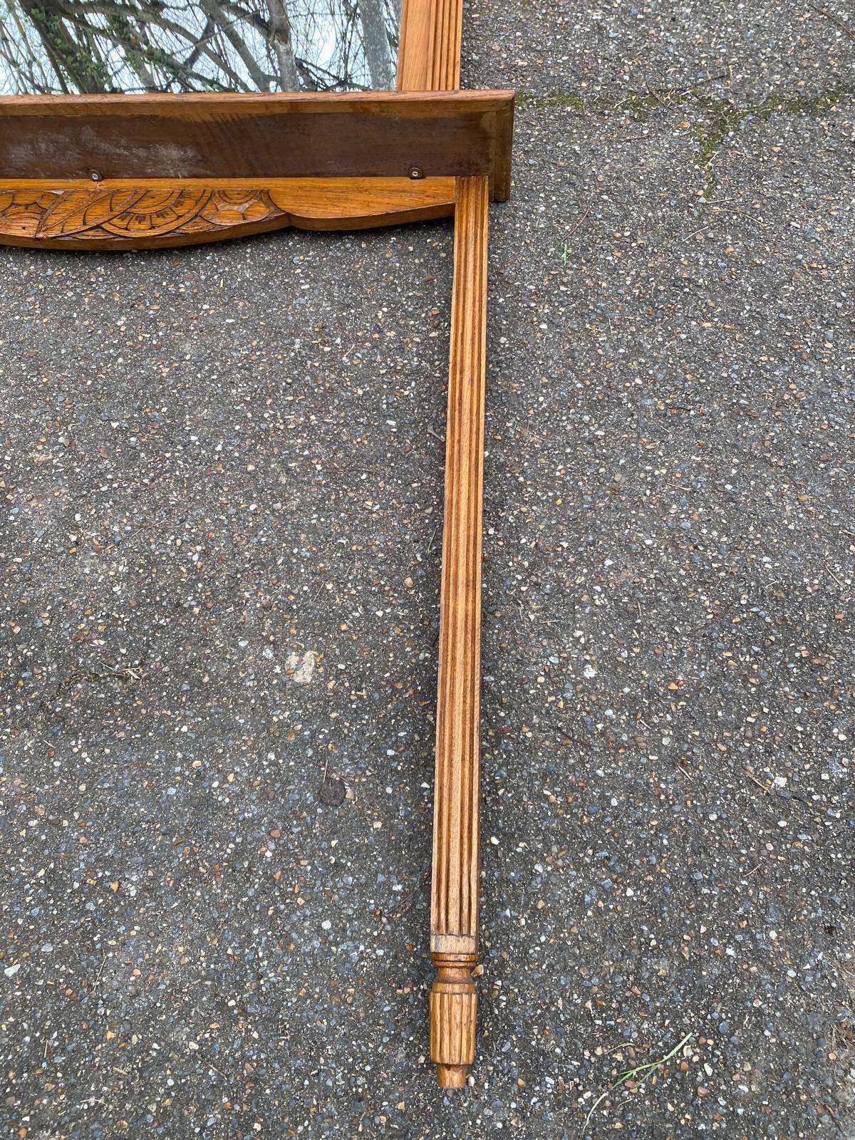 1950s Art Deco entrance mirror in solid oak console