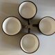 Set de 4 tasses déjeuner Salins décor bois 1970