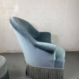 Blue toad armchair and its footrest