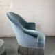 Blue toad armchair and its footrest