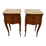 Pair of Louis XV style bedside tables in rosewood