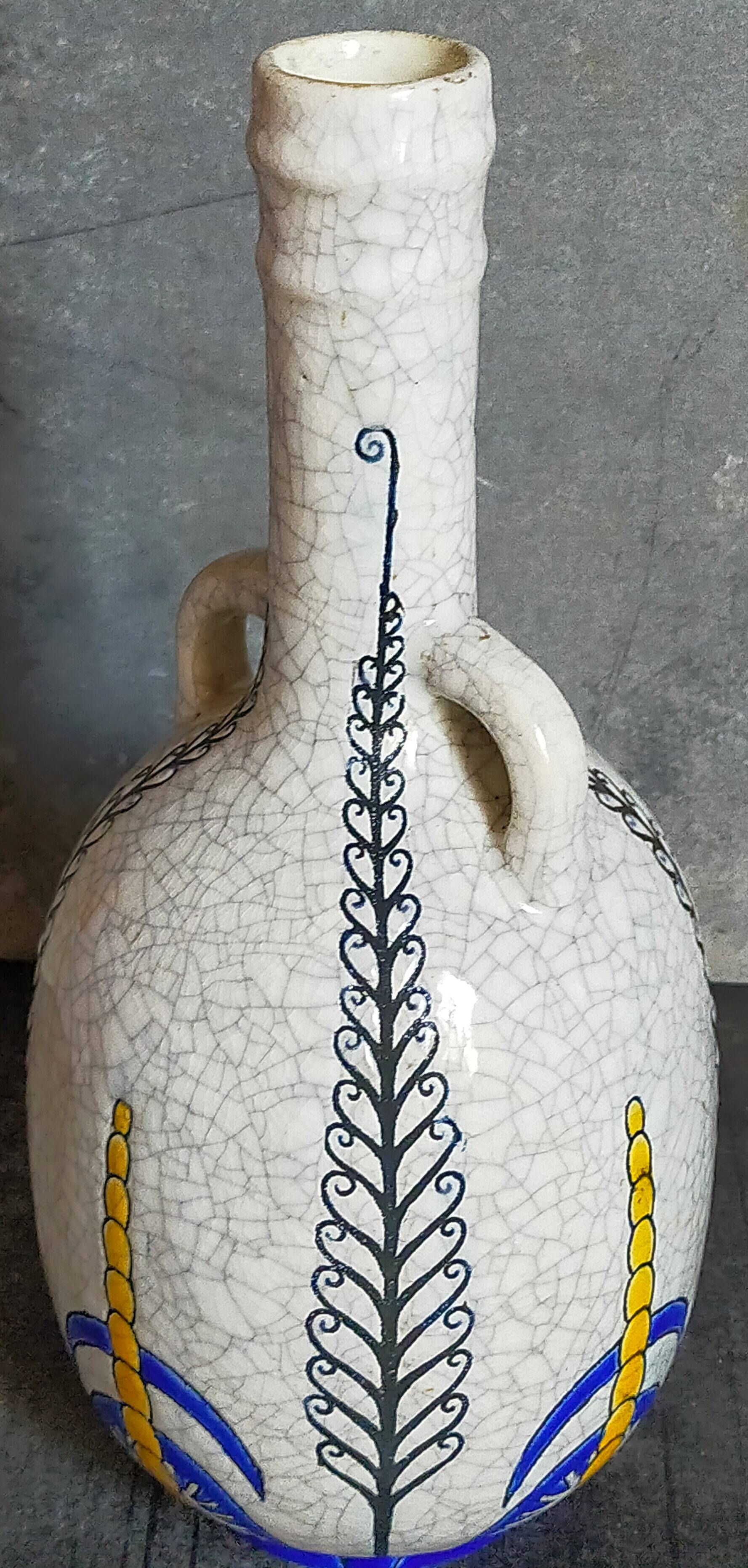 Soliflore bottle vase in fine earthenware boch frères la louvière-keramis early 20th century
