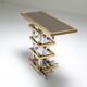 Brass and chrome console with 1970 Duchise glass tray