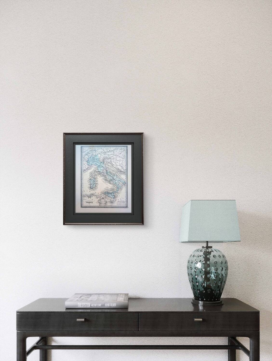 Italy, old map, printed in 1852.