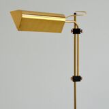 Vintage 1970s gilded brass adjustable and swivel floor lamp / reading lamp