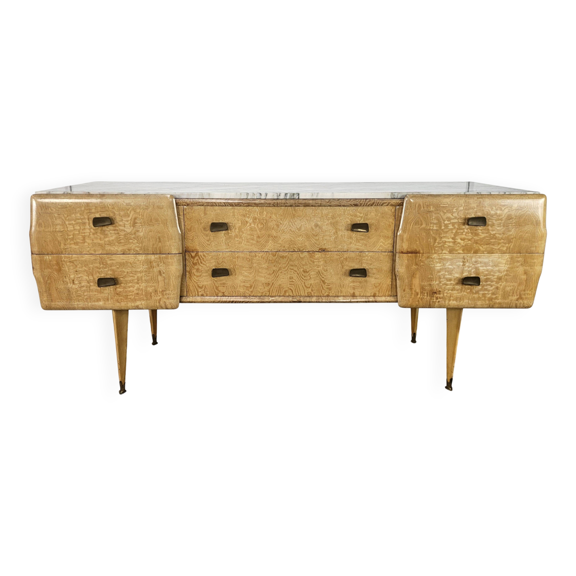 1950s maple chest of drawers with a marble top