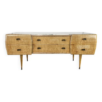 Commode en érable des années 1950 avec un dessus en marbre.