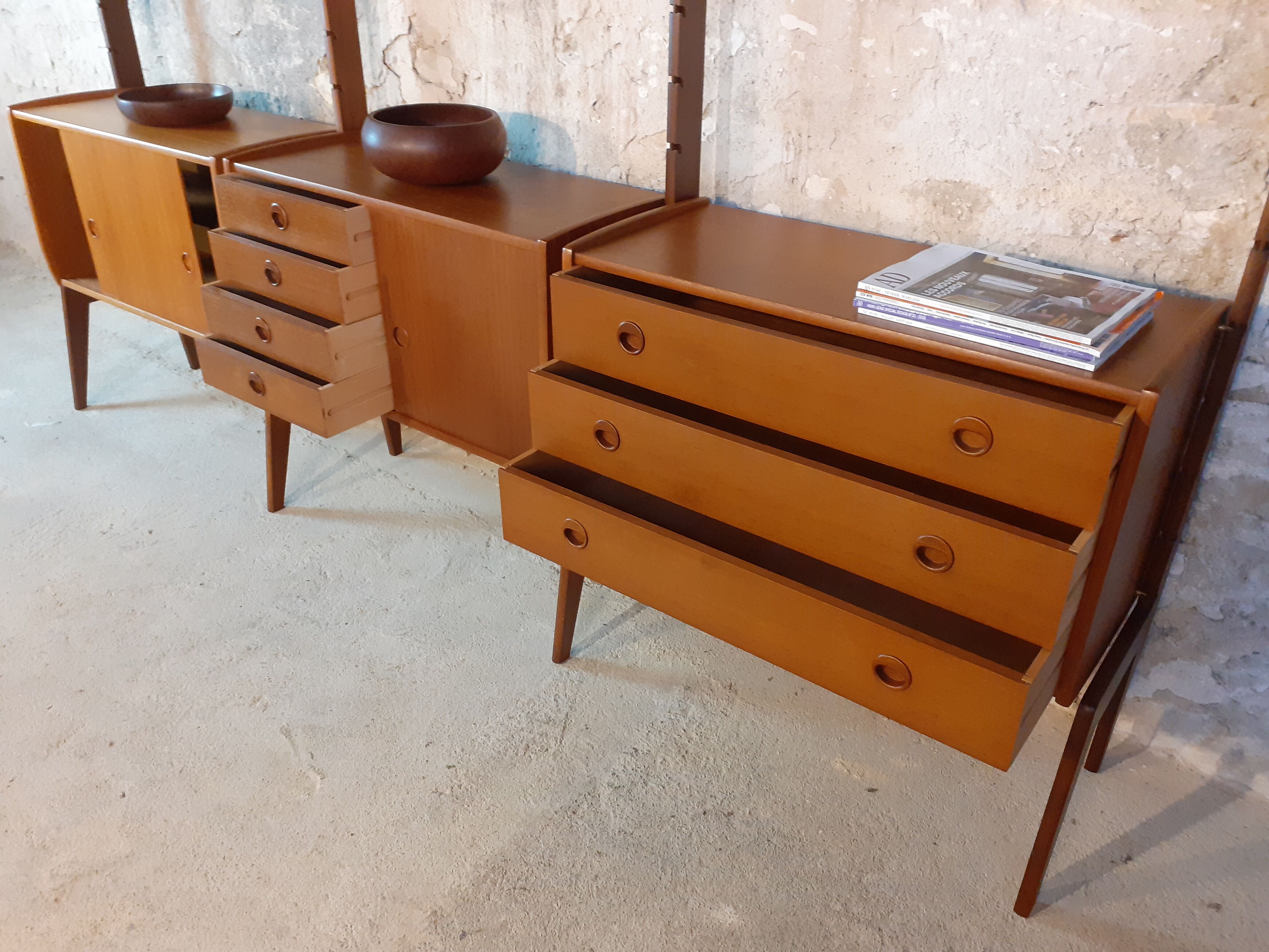 Meuble en teck, 3 modules, modèle Ergo par Blindheim, Norvège 1960