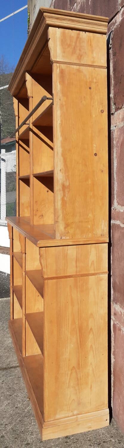 Pine bookcase (251 x 49 x height 288 cm)