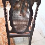 Solid oak and leather armchair