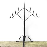 Large 7-arm wrought iron tripod candle holder, 1950s