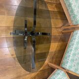 Coffee table in metal and smoked glass from the 70s