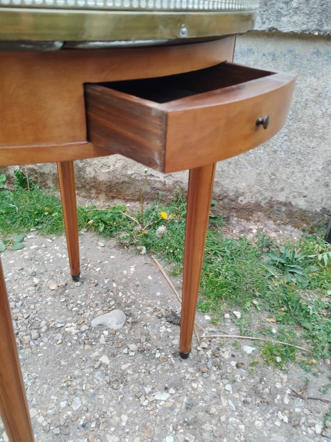 Antique bouillotte table with marble top, Louis XVI style