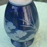 Blue sandstone vase signed Marcel Schmitter betschdorf Alsace