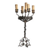 Wrought iron five-light torchère with twisted serpent - Italy late 19th century