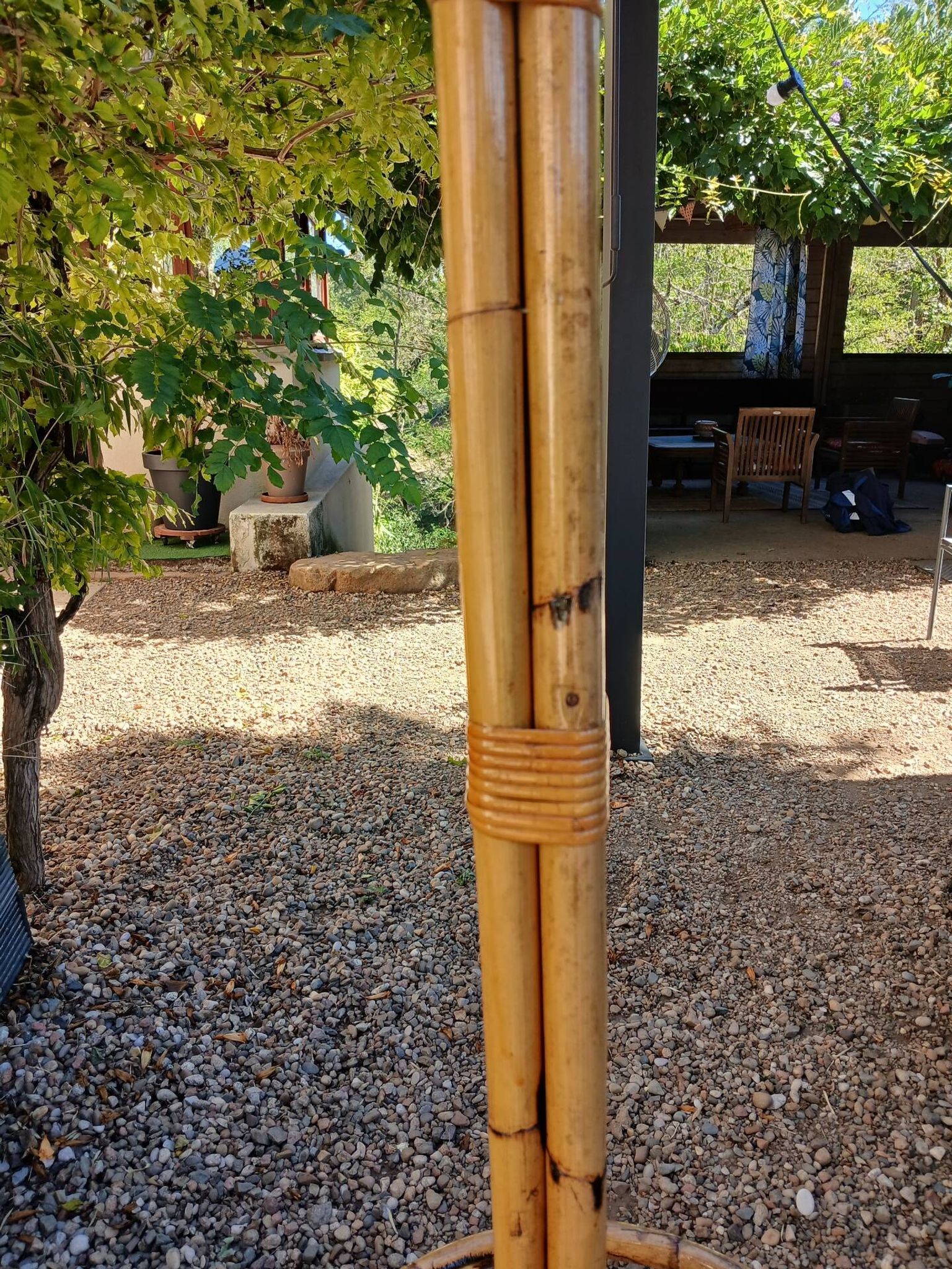 Vintage coat rack in bamboo and rattan