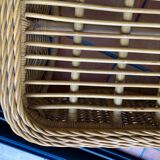 Square pouf or footstool in rattan