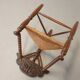 Dutch triangular turned wood corner chair rush seat knitting armchair