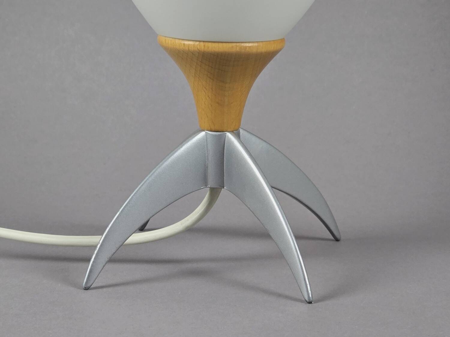 Vintage 1990s Opaline Glass Rocket-Shaped Mushroom Table Lamp.