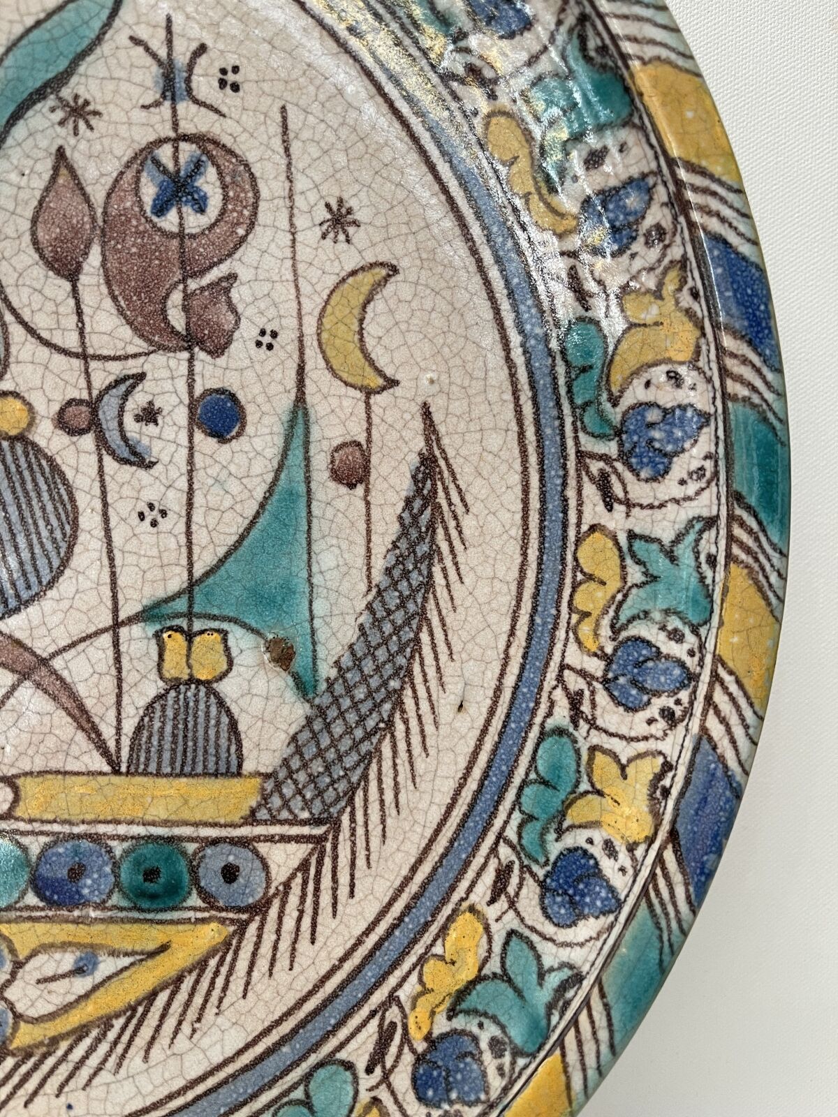 Morocco Fez flat polychrome cracked said Caravelle flamboyant eighteenth diameter 34 cm