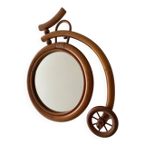 Rare wall mirror bicycle made of bamboo and rattan from the 1960s.