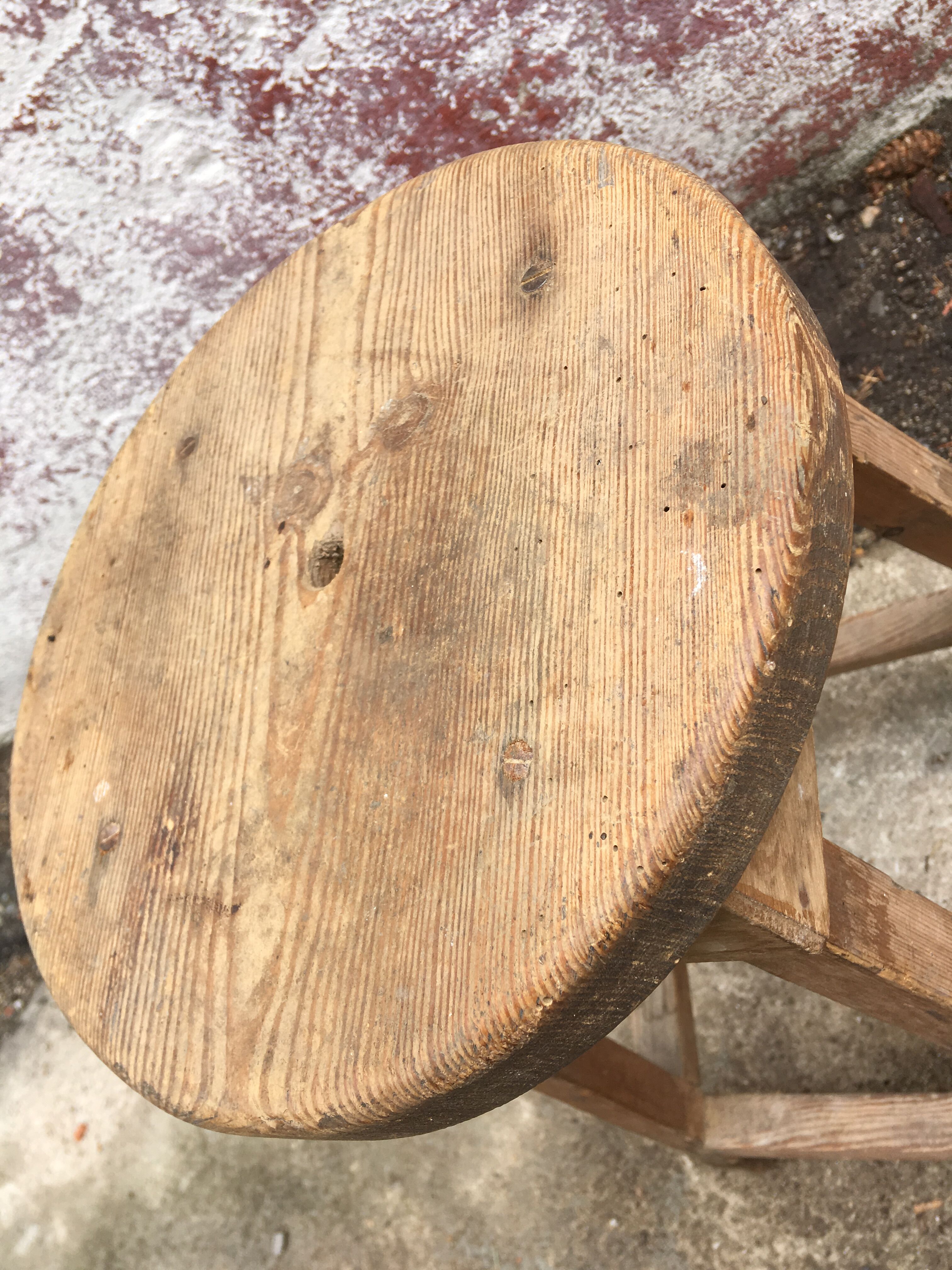 Wooden workshop stool in its juice