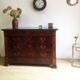 Commode Louis Philippe bois et marbre noir, 4 tiroirs