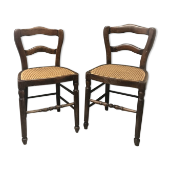 Paire de chaises cannées