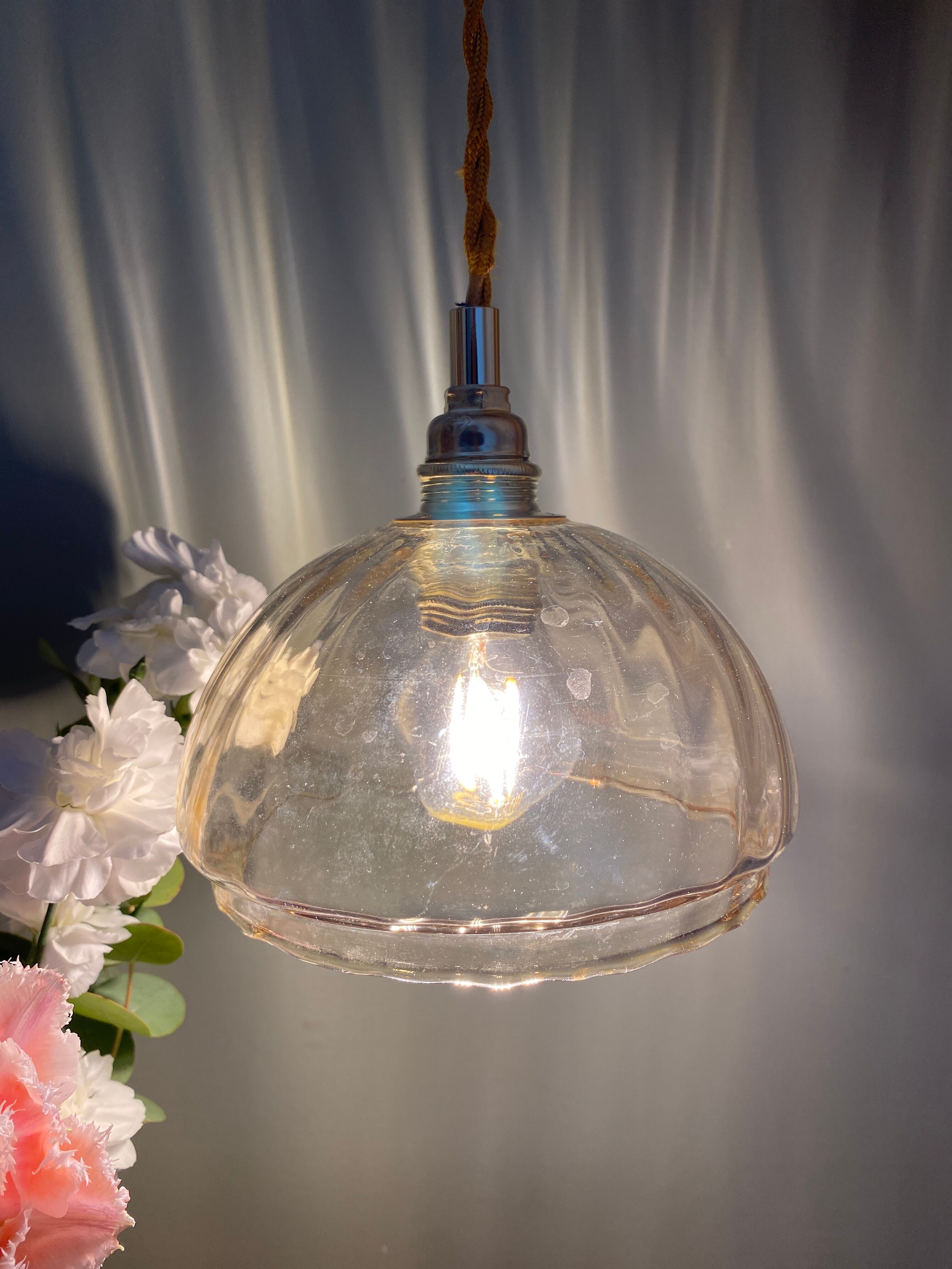 Vintage amber glass globe walker