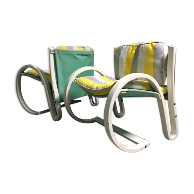 Chaises longues italiennes en contreplaqué années 1980