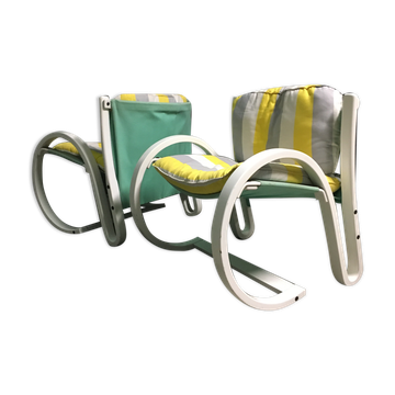 Chaises longues italiennes en contreplaqué années 1980